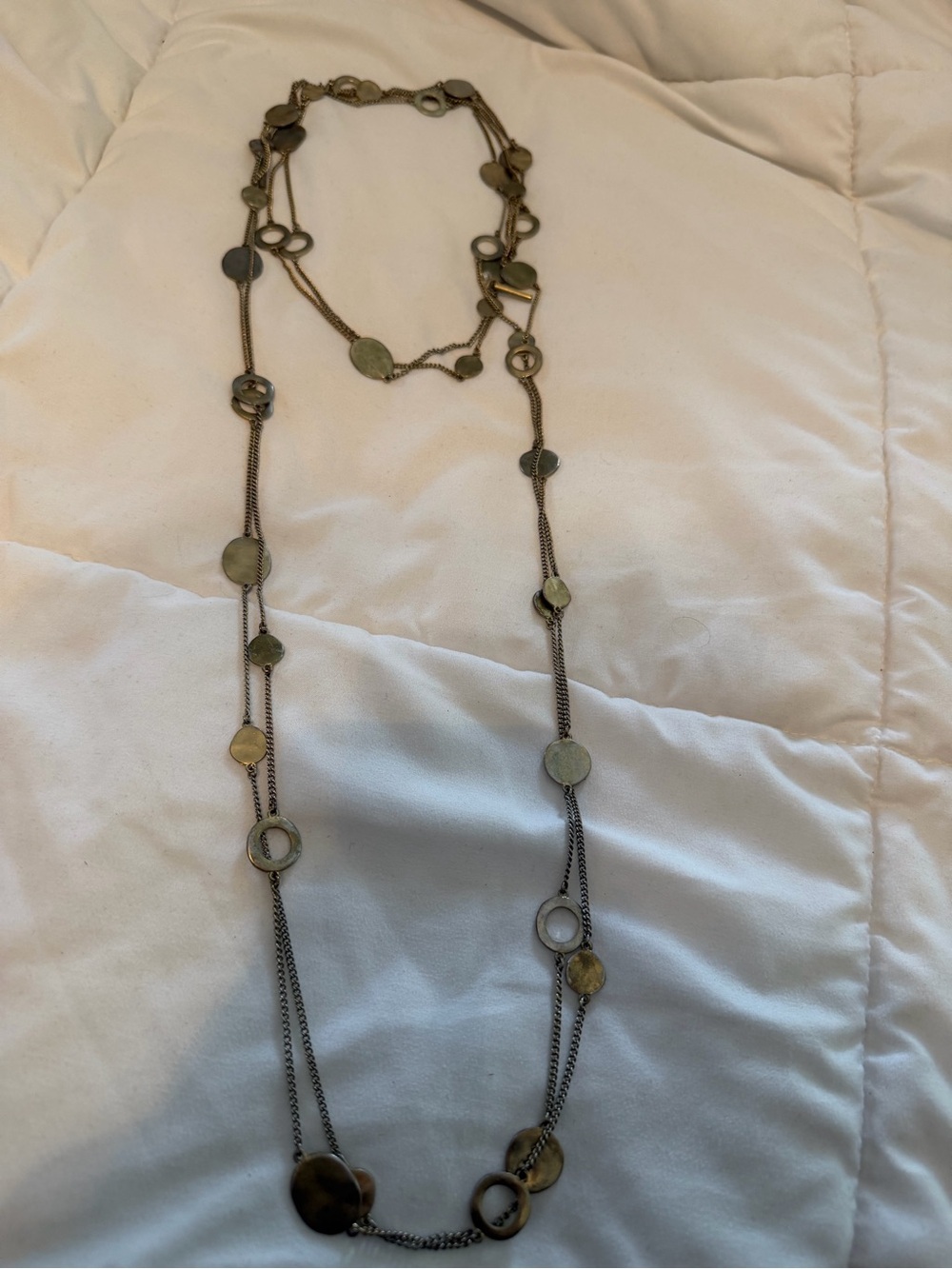 Kenneth Cole Gold-Tone Long Mixed Disc & Ring Layering Necklace